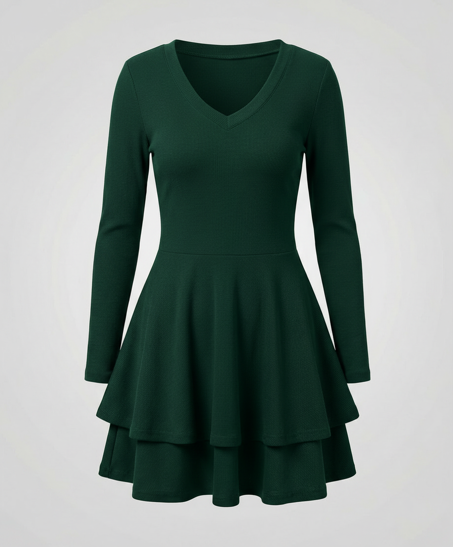 Avarylane | Wrap Dress for Women | V-neck with Ruffle Skirt Olive green