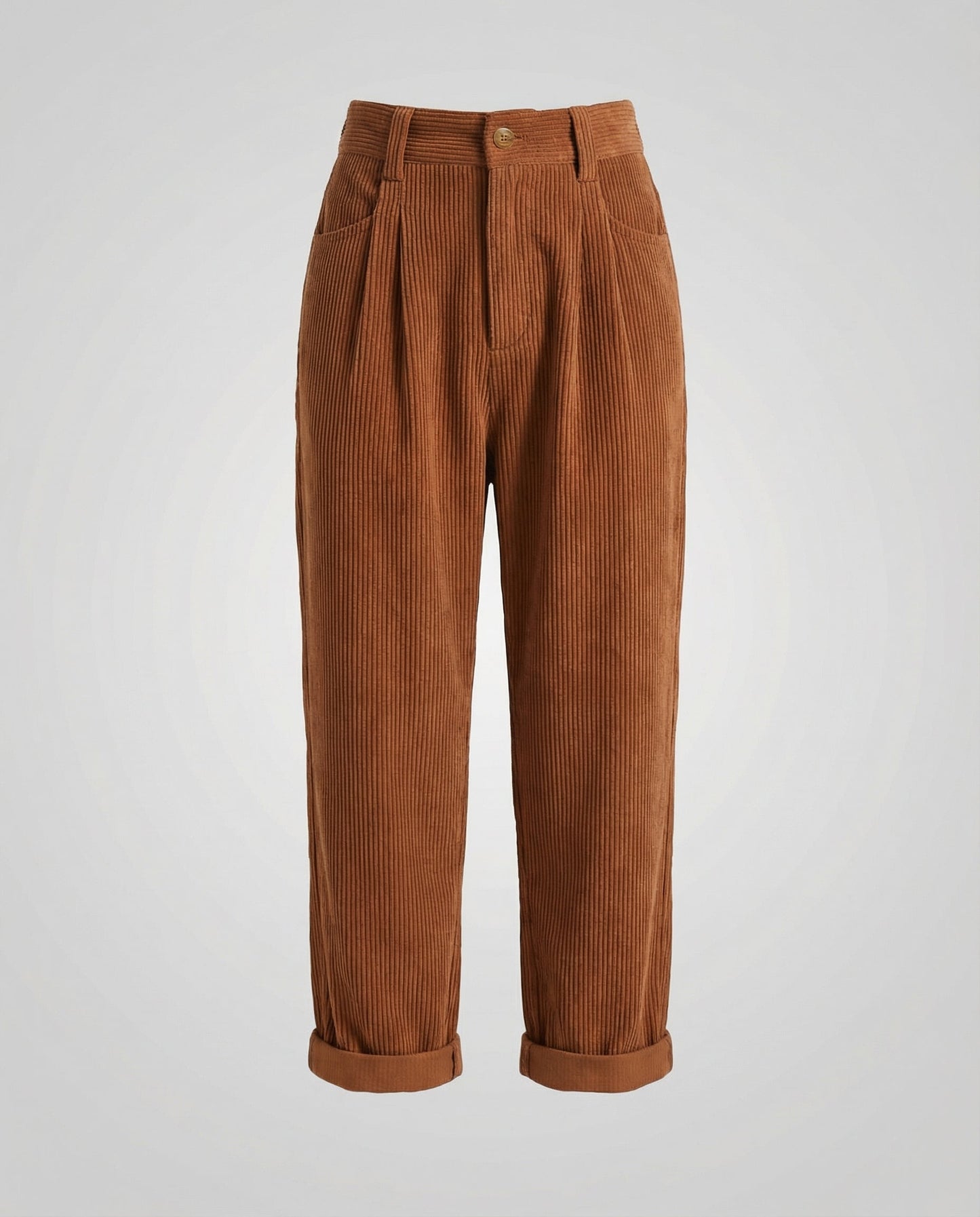 Avarylane | Cord Pants for Women | Elastic Waist and Loose Fit Brown