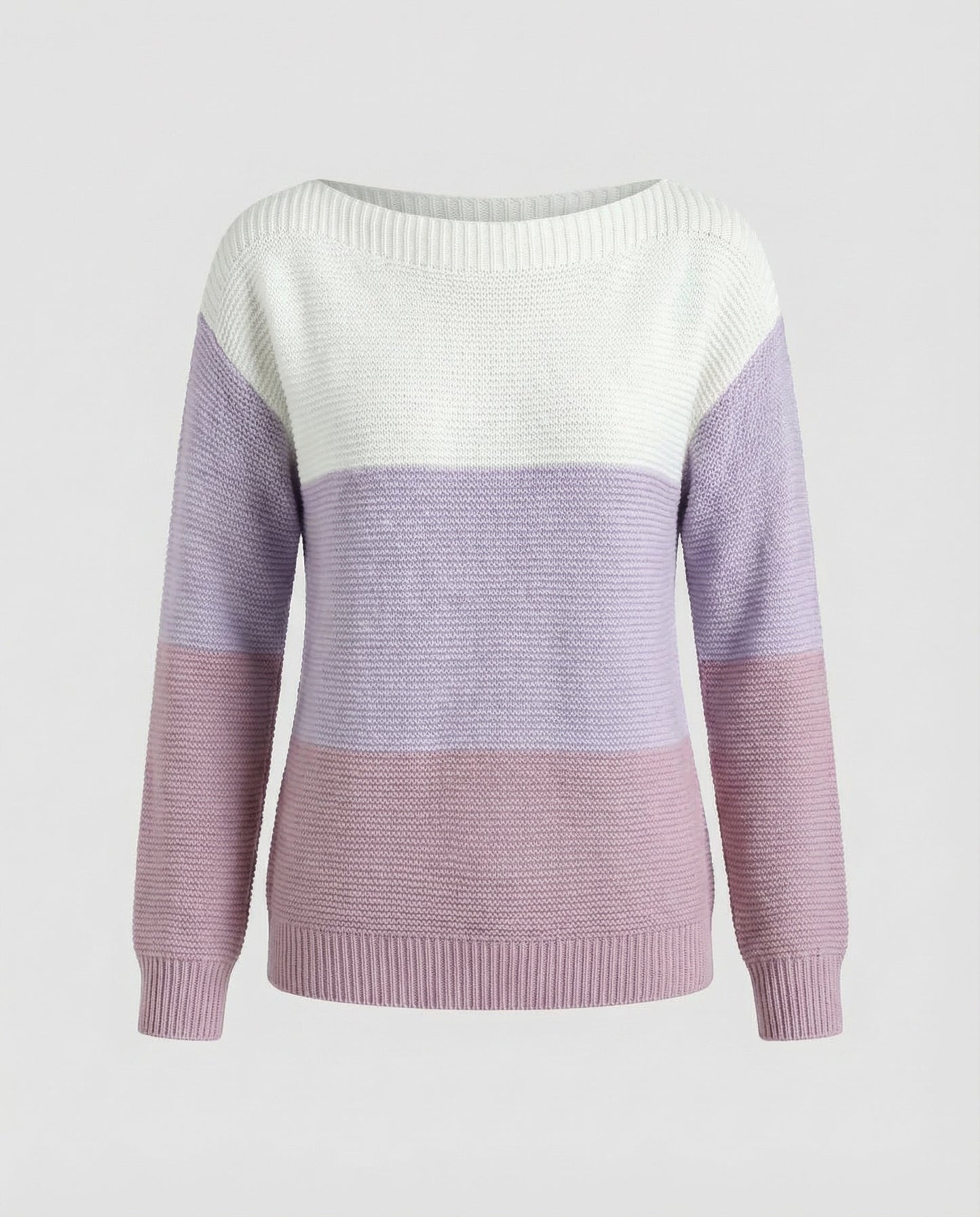 Avarylane | Patchwork Sweater for Women | Modern Three-Color Design and Comfortable Fit Lilac