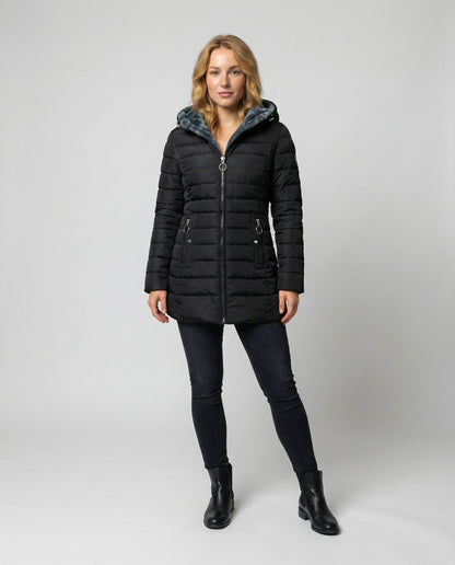 Avarylane | Long Winter Jacket for Women | Hood and Practical Full Zipper