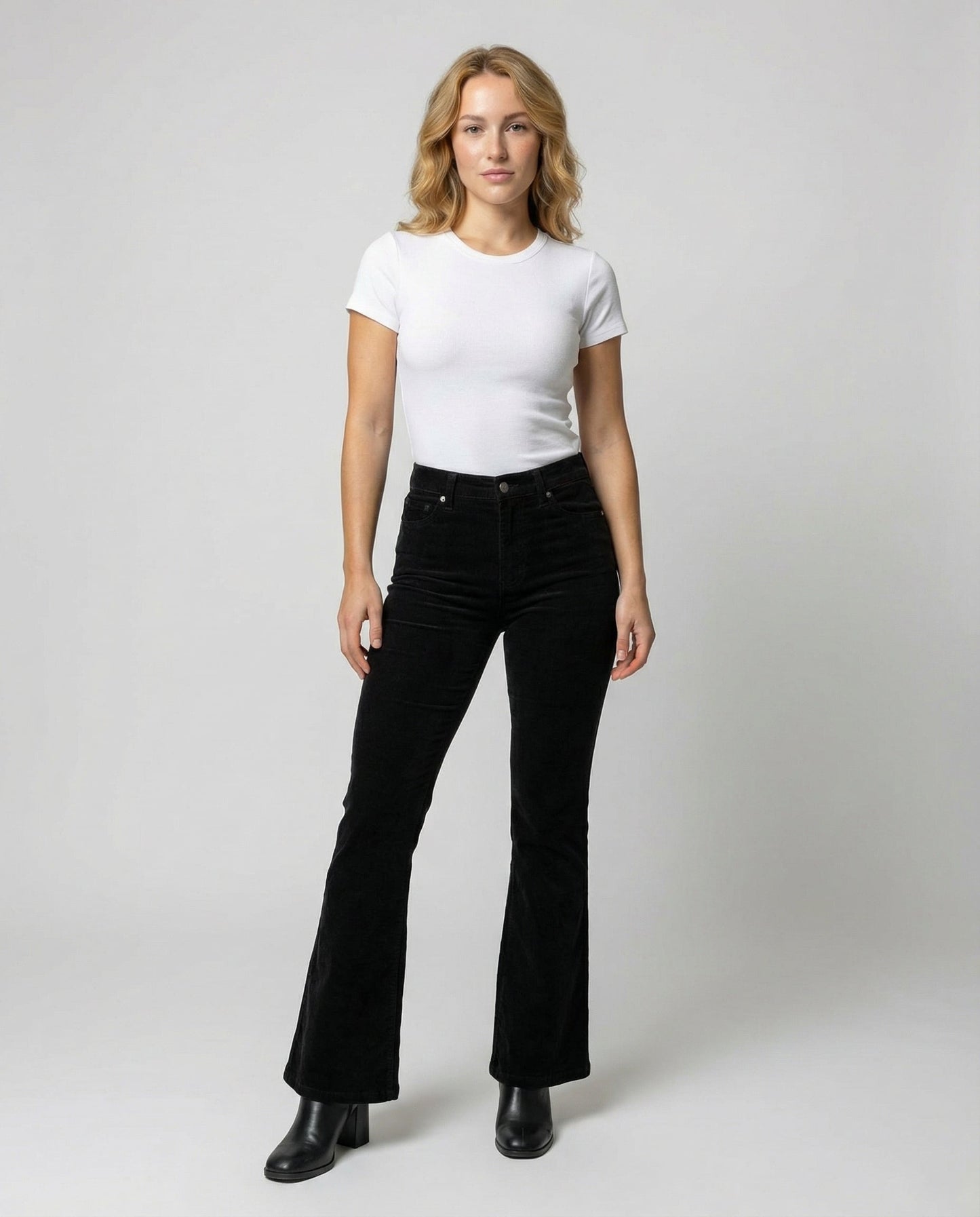 Avarylane | Cord Flared Pants for Women | Soft Fit and Elegant Silhouette Black