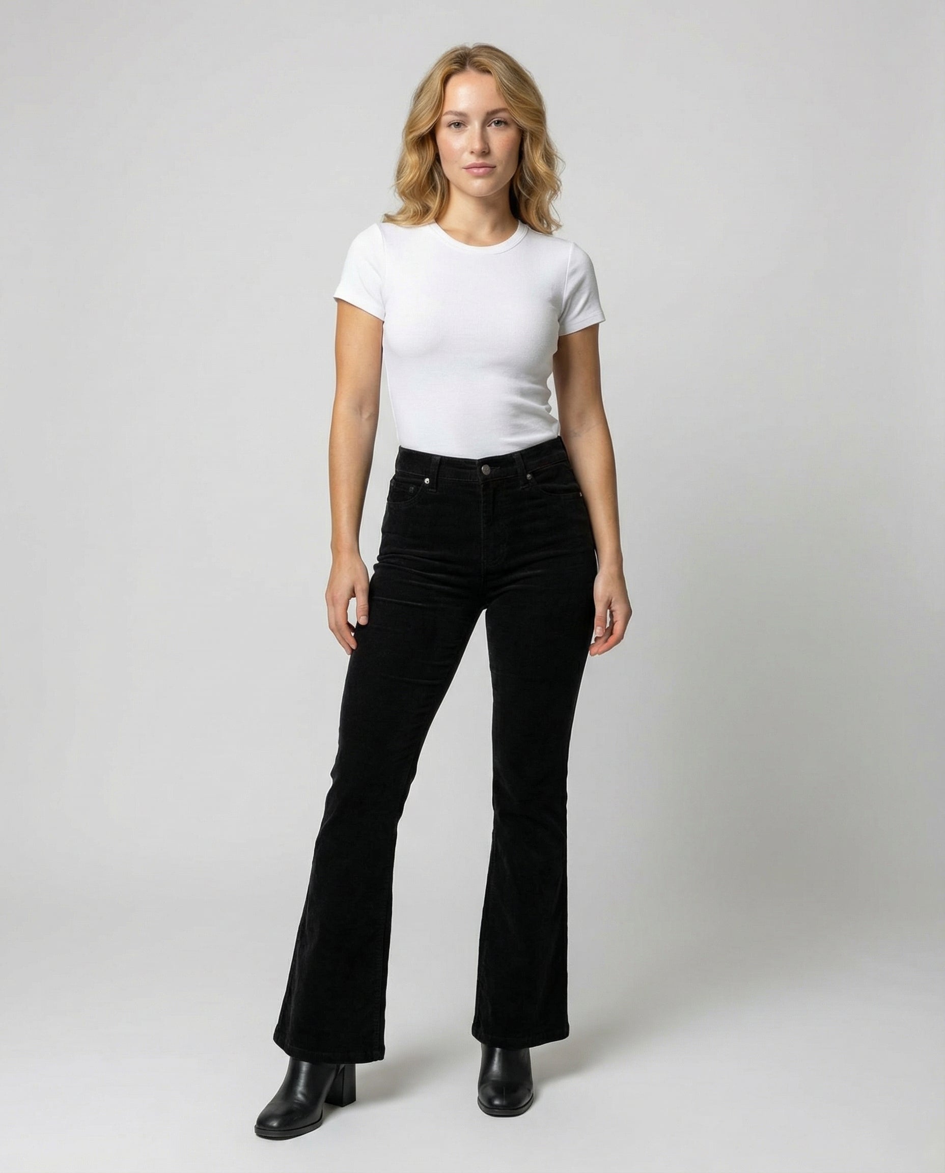 Avarylane | Cord Flared Pants for Women | Soft Fit and Elegant Silhouette Black
