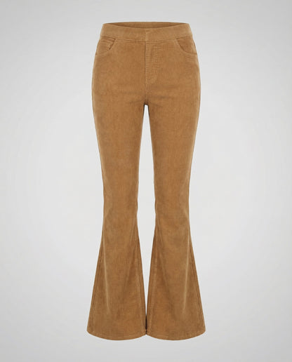 Avarylane | Cord Flared Pants for Women | Soft Fit and Elegant Silhouette Khaki
