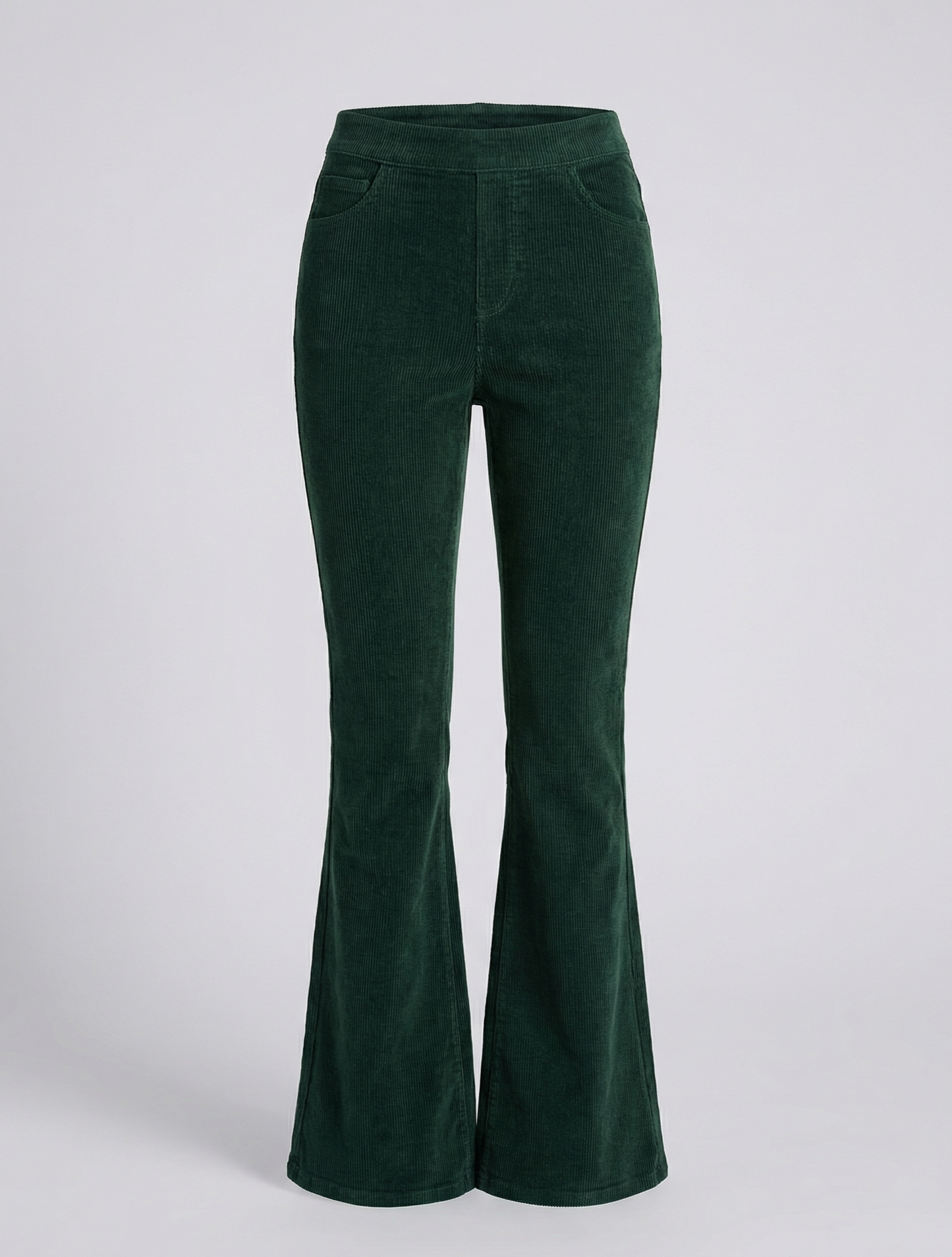 Avarylane | Cord Flared Pants for Women | Soft Fit and Elegant Silhouette Green