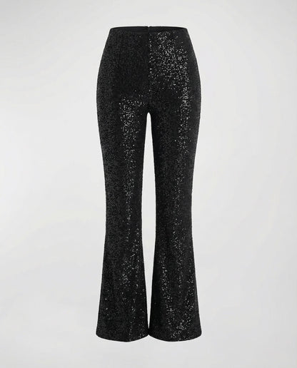 Avarylane | Sequin Pants for Women | High Waist and Wide Legs Black