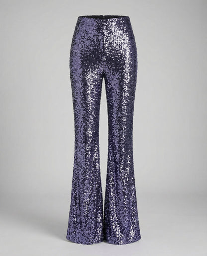 Avarylane | Sequin Pants for Women | High Waist and Wide Legs Blue