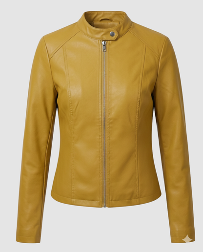 Avarylane | Leather Jacket for Women | Genuine Leather and Timeless Fit Yellow