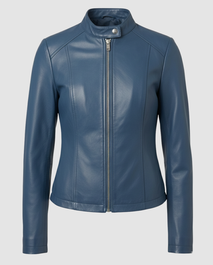 Avarylane | Leather Jacket for Women | Genuine Leather and Timeless Fit Navy blue