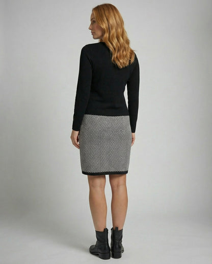 Avarylane | Dress with Houndstooth Detail | Loose Fit and Round Neck