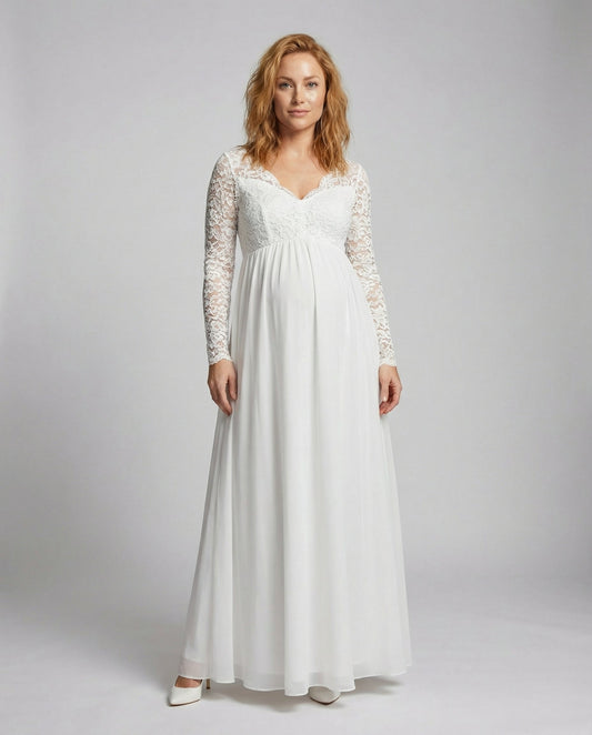 Avarylane | Lace Maxi Dress for Pregnant | A-Line with Elegant Comfort