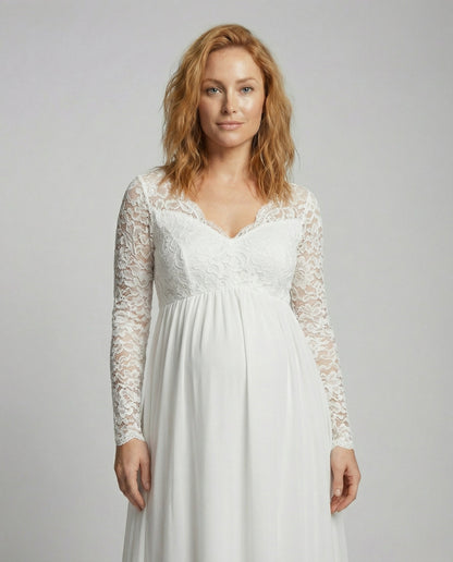 Avarylane | Lace Maxi Dress for Pregnant | A-Line with Elegant Comfort