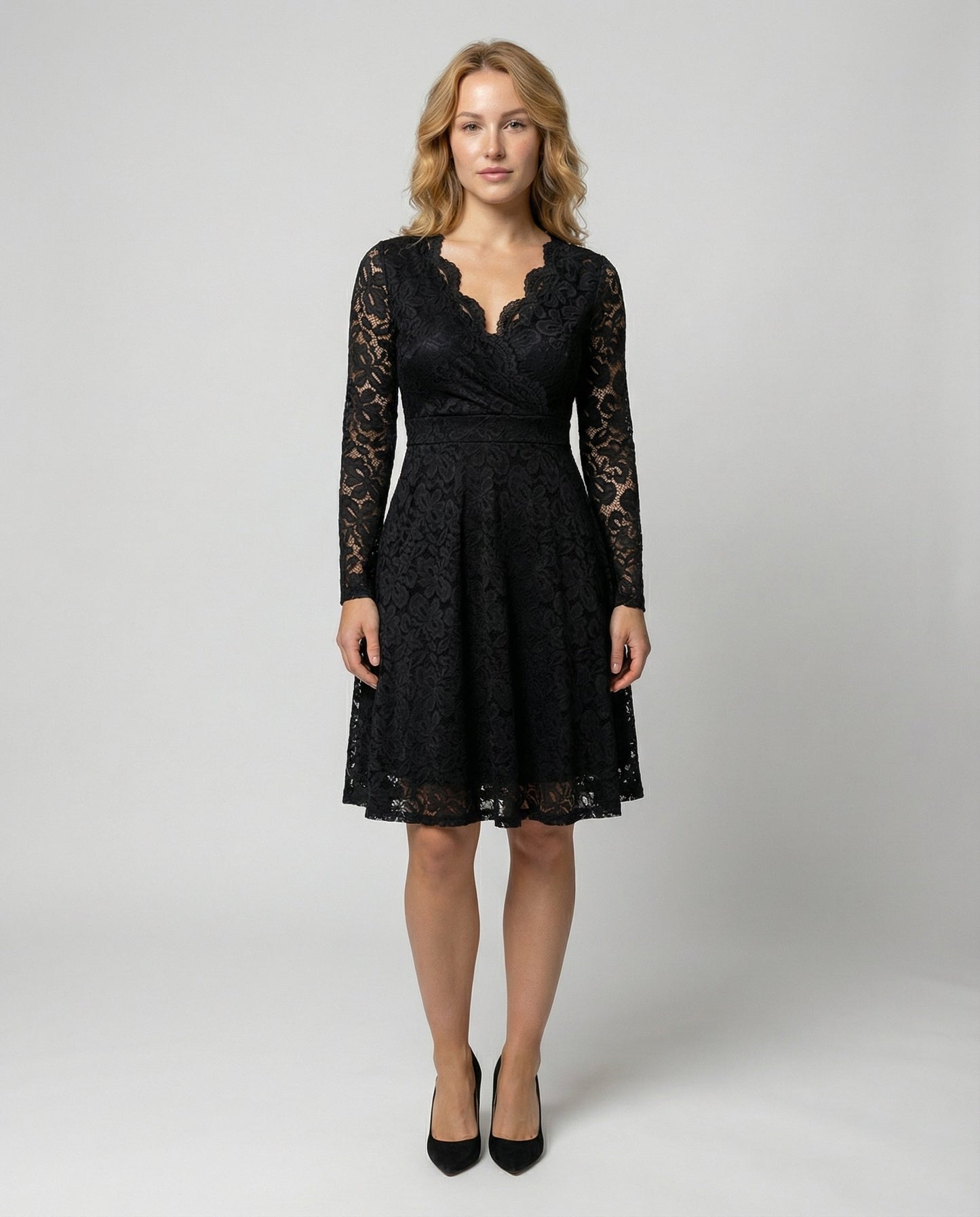 Avarylane | Lace Dress for Women | Deep V-neckline and Elegant Silhouette