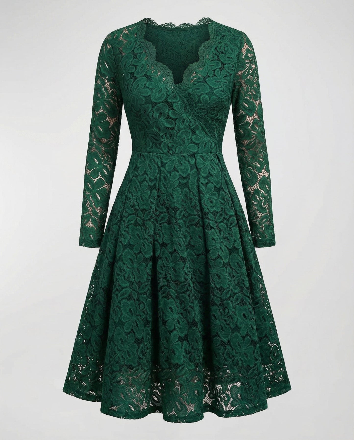 Avarylane | Lace Dress for Women | Deep V-neckline and Elegant Silhouette Green