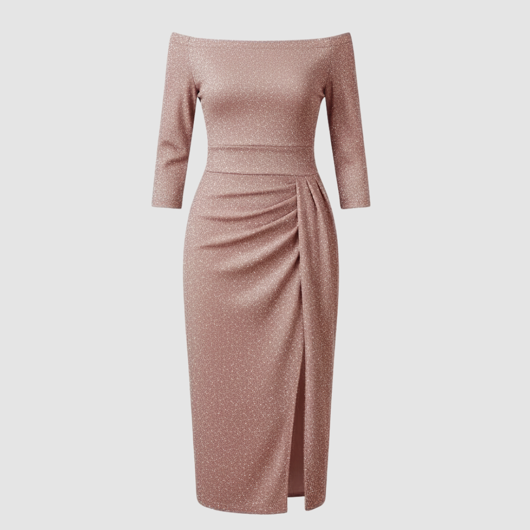 Avarylane | Long Off Shoulder Evening Dress | Elegant Satin for Holidays