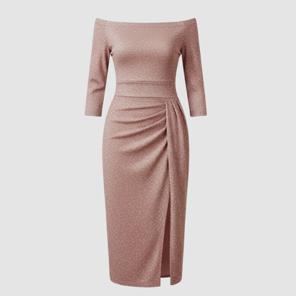 Avarylane | Long Off Shoulder Evening Dress | Elegant Satin for Holidays