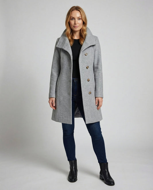 Avarylane | Elegant Winter Coat for Women | Long Cut and Warm Comfort Gray