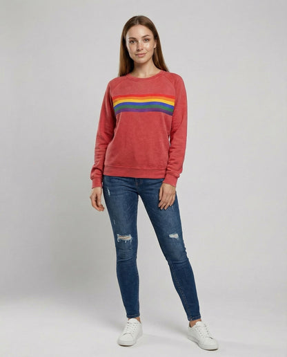 Avarylane | Rainbow Stripe Sweater for Women | Soft Fit with Vintage Feel