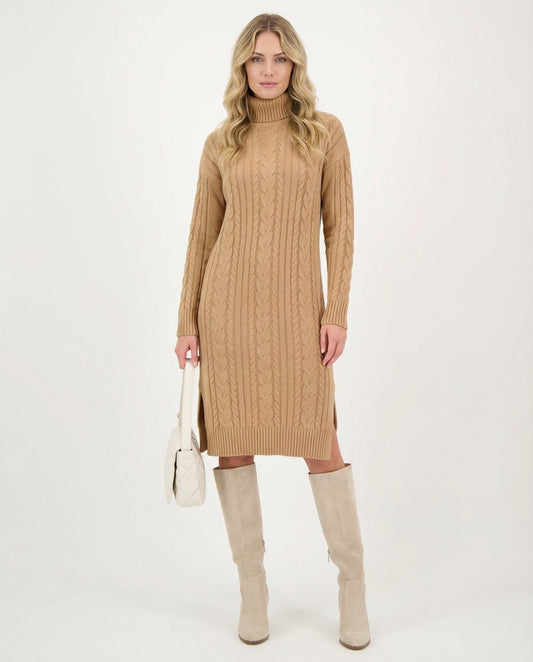Avarylane | Knitted Winter Dress for Women | Warming Comfort and Elegant Style Brown