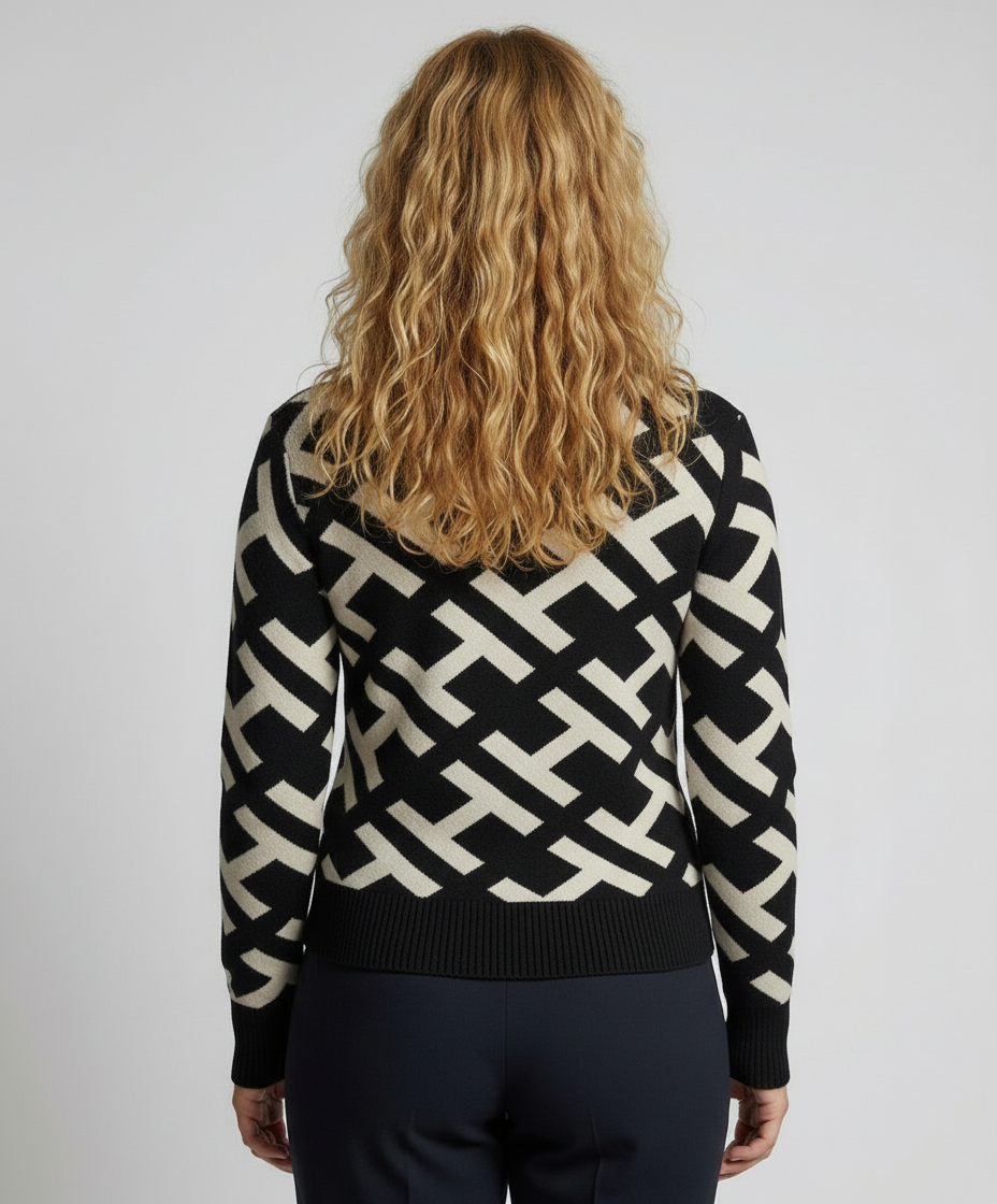 Avarylane | Geometric Sweater for Women | V-neckline and Comfortable Fit