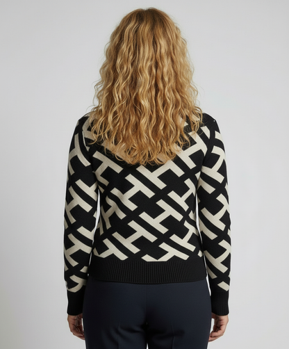 Avarylane | Geometric Sweater for Women | V-neckline and Comfortable Fit