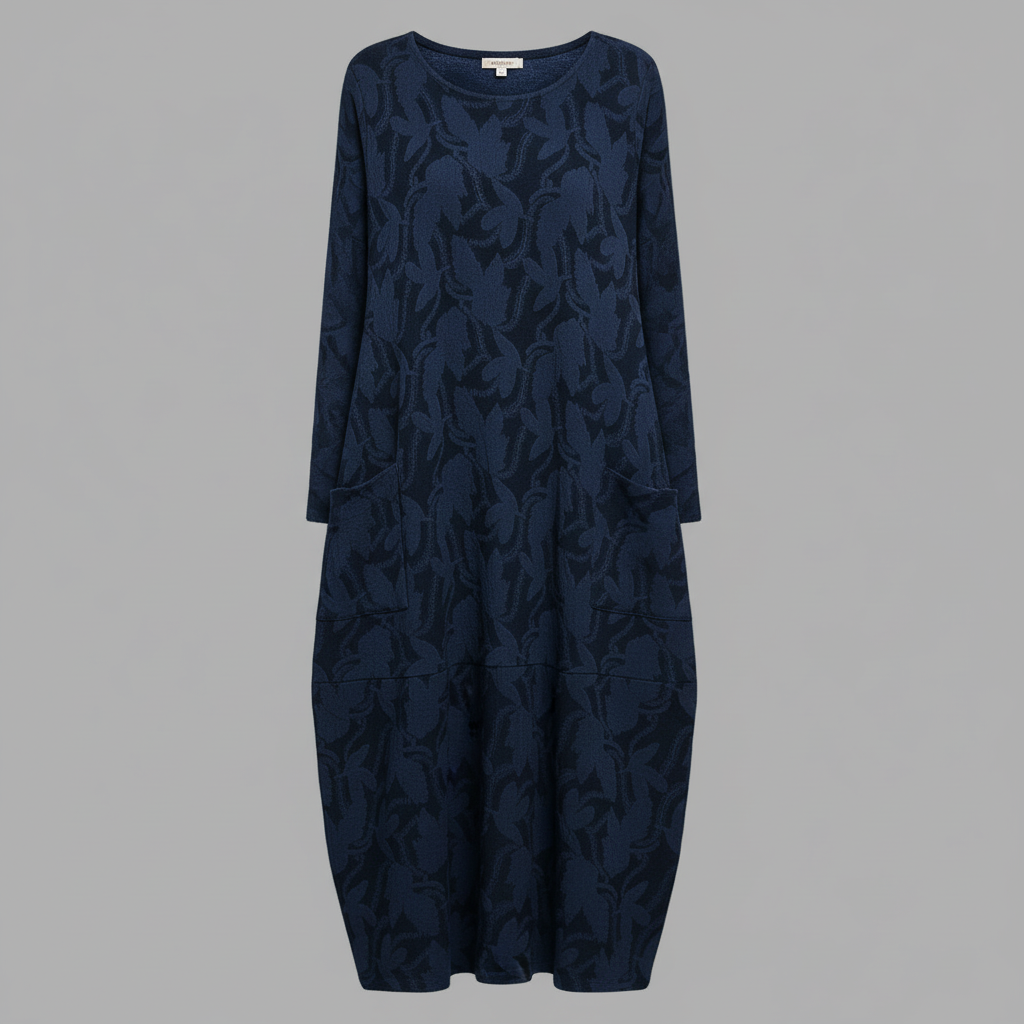 Avarylane | Patterned Winter Dress for Women | Elegant Design with Warming Comfort Blue