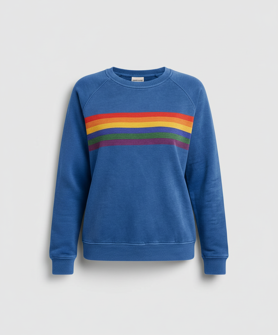 Avarylane | Rainbow Stripe Sweater for Women | Soft Fit with Vintage Feel Blue