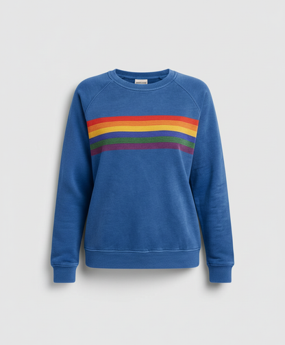 Avarylane | Rainbow Stripe Sweater for Women | Soft Fit with Vintage Feel Blue