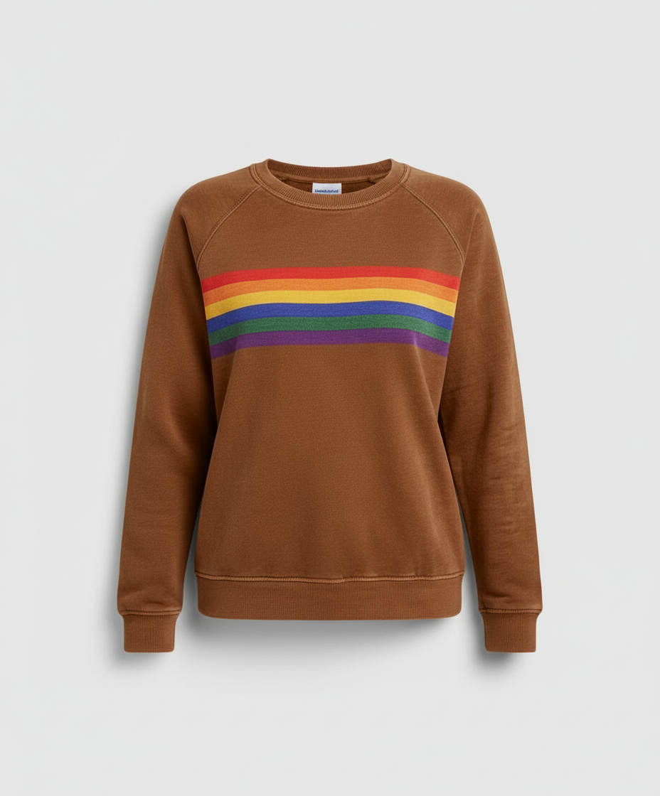 Avarylane | Rainbow Stripe Sweater for Women | Soft Fit with Vintage Feel Yellow