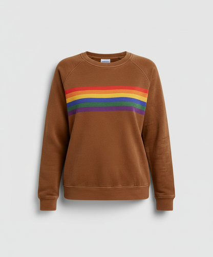 Avarylane | Rainbow Stripe Sweater for Women | Soft Fit with Vintage Feel Yellow