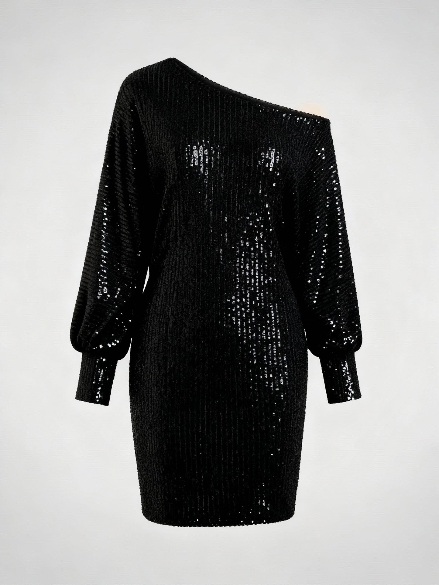 Avarylane | Sequin Dress for Women | Contrast Design and Festive Shine Black