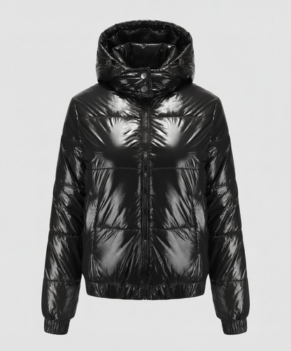 Avarylane | Shiny Winter Jacket for Women | Water-Repellent with Hood and Insulation Black