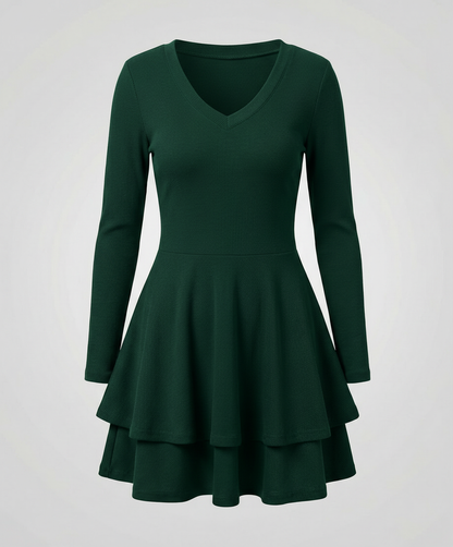 Avarylane | Wrap Dress for Women | V-neck with Ruffle Skirt Olive green