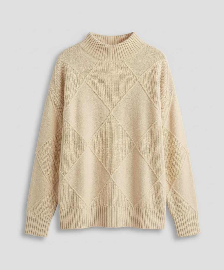 Avarylane | Kashmir Roll Neck Sweater for Women | Soft and Warm Elegance Beige