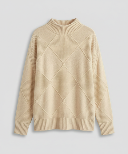 Avarylane | Kashmir Roll Neck Sweater for Women | Soft and Warm Elegance Beige