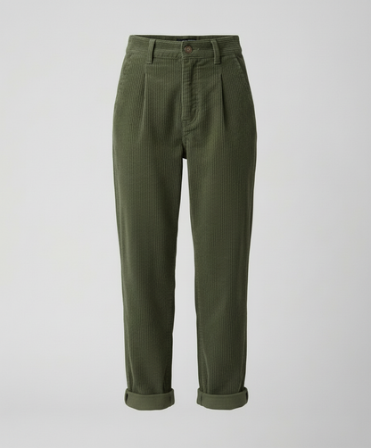 Avarylane | Cord Pants for Women | High Waist and Comfortable Fit Green
