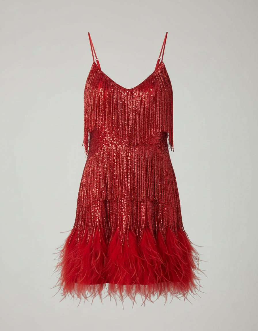 Avarylane | Cocktail Dress with Sequins | Fitted Silhouette and Glamour Red