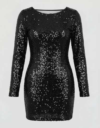 Avarylane | Backless Glittering Winter Dress for Women | Festive and Elegant Design Black