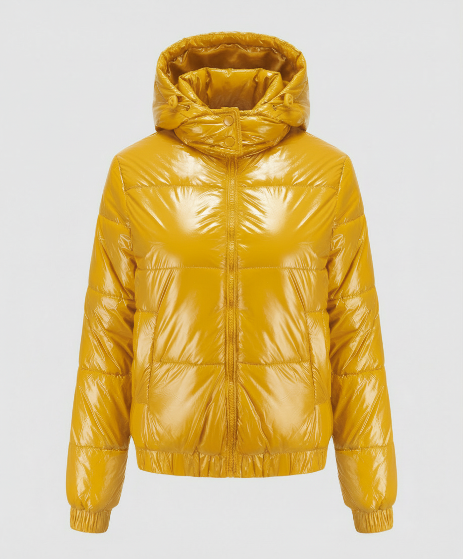 Avarylane | Shiny Winter Jacket for Women | Water-Repellent with Hood and Insulation Yellow