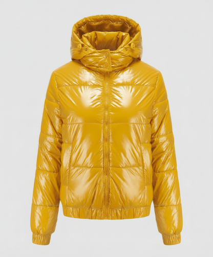 Avarylane | Shiny Winter Jacket for Women | Water-Repellent with Hood and Insulation Yellow
