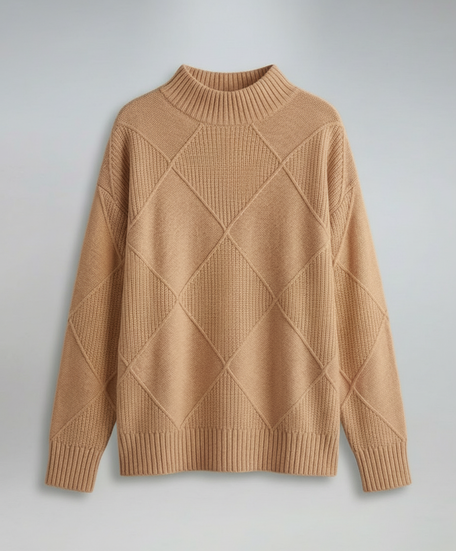 Avarylane | Kashmir Roll Neck Sweater for Women | Soft and Warm Elegance Brown
