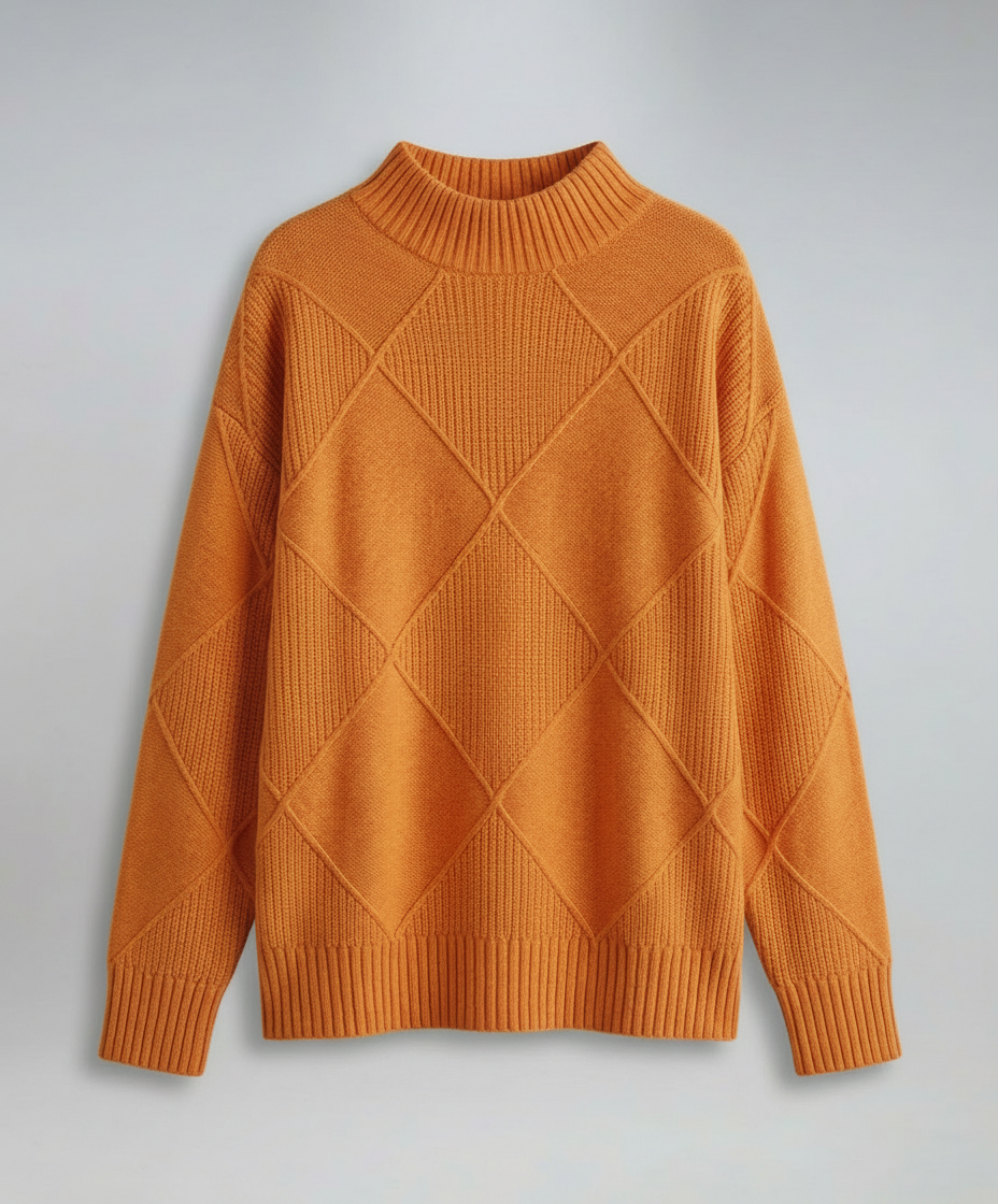 Avarylane | Kashmir Roll Neck Sweater for Women | Soft and Warm Elegance Orange