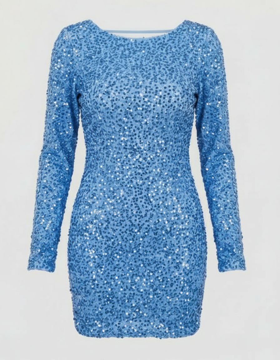 Avarylane | Backless Glittering Winter Dress for Women | Festive and Elegant Design Blue