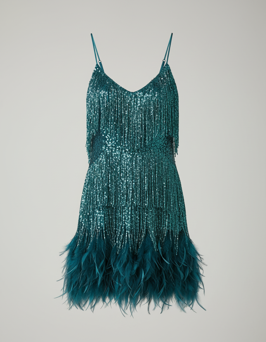Avarylane | Cocktail Dress with Sequins | Fitted Silhouette and Glamour Green