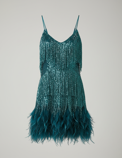 Avarylane | Cocktail Dress with Sequins | Fitted Silhouette and Glamour Green