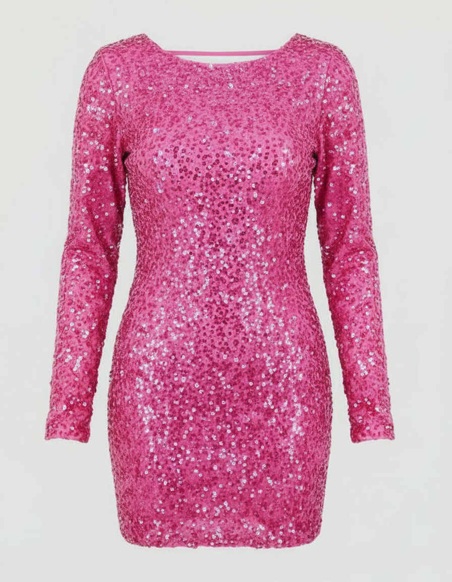Avarylane | Backless Glittering Winter Dress for Women | Festive and Elegant Design Rose