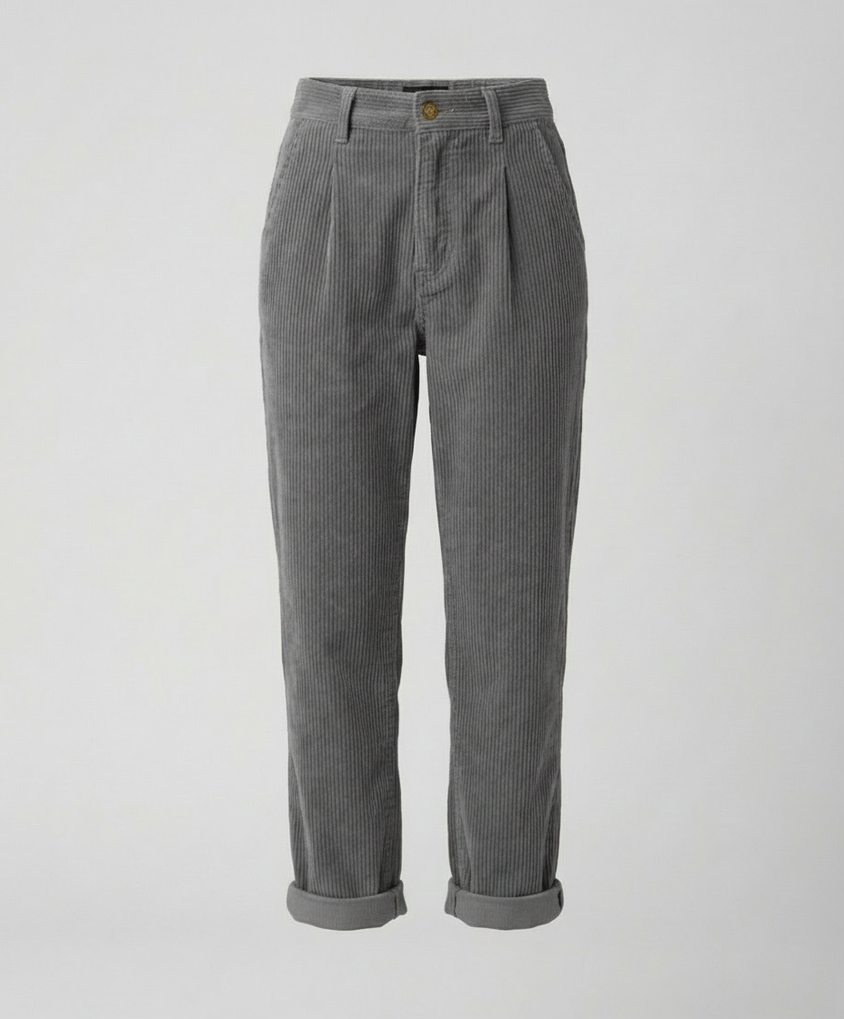 Avarylane | Cord Pants for Women | High Waist and Comfortable Fit Gray