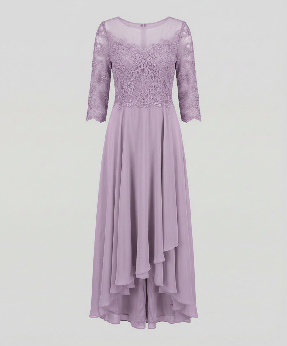 Avarylane | Elegant Evening Dress with Lace | Ankle Length Design for Party Lilac