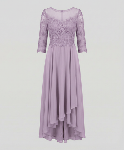 Avarylane | Elegant Evening Dress with Lace | Ankle Length Design for Party Lilac