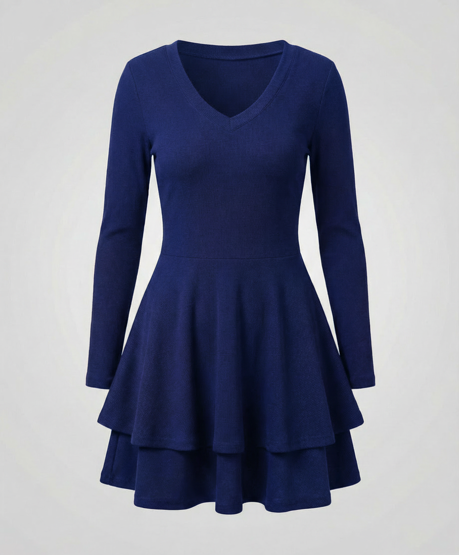 Avarylane | Wrap Dress for Women | V-neck with Ruffle Skirt Navy blue