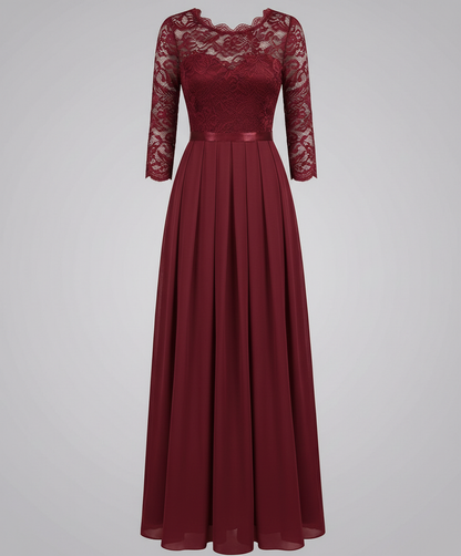 Avarylane | Lace Dress for Bridesmaid | Long Flowing Design with 3/4 Sleeve